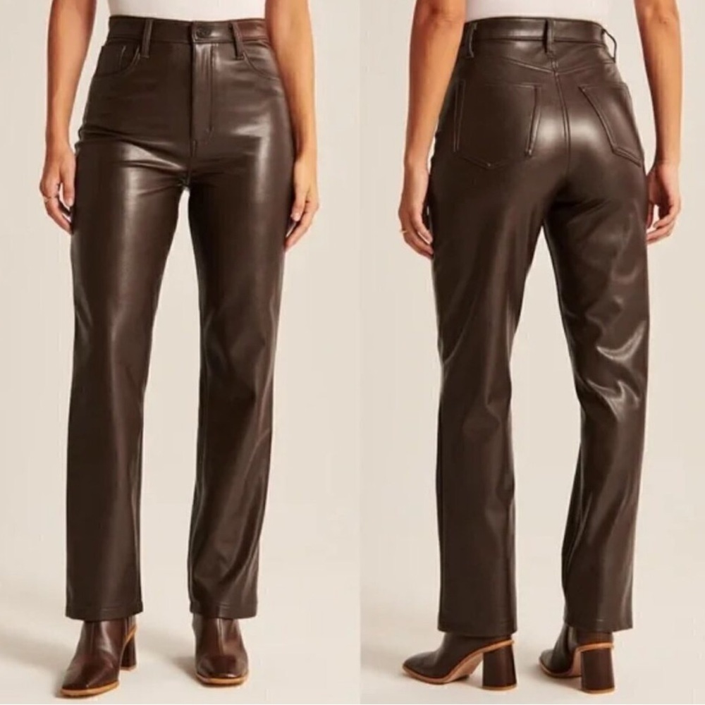 Abercrombie & Fitch 30/10 Vegan Leather Curve Love High Rise 90s Straight Pants